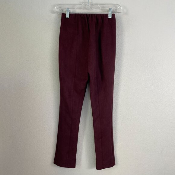 NEW Avec Les Filles XSP Plum Faux Suede Split Hem Pants High Rise - Picture 7 of 8